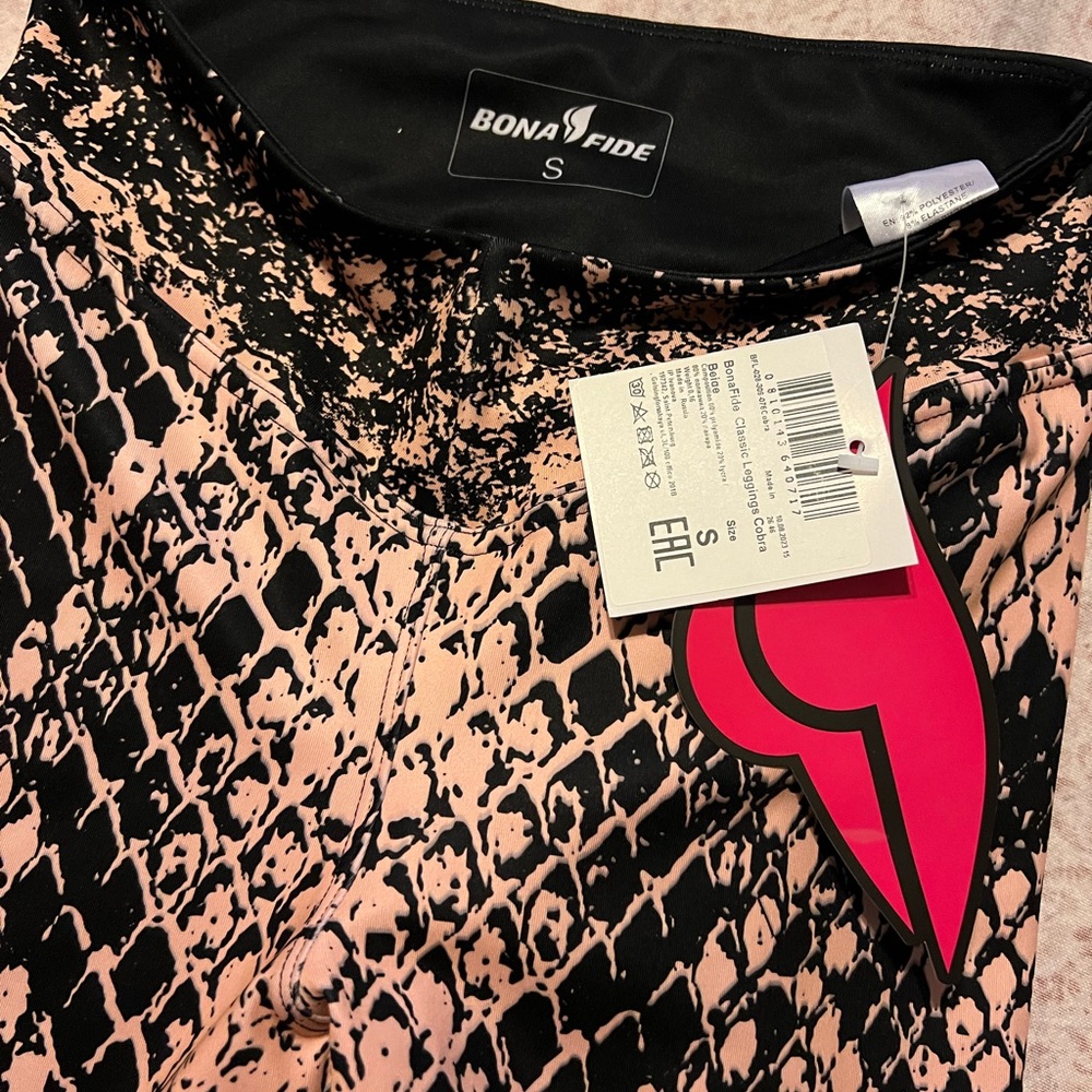 Bona Fide Snake Print Leggings - Black and Pink